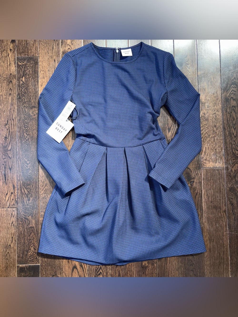 Sunday Best Navy Blue Long-Sleeve Pleated Skater Dress
